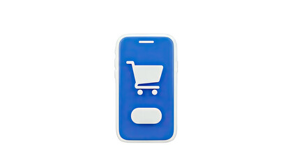 Smartphone with Shopping Cart Icon on White Background