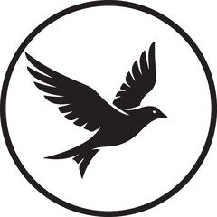 Obraz premium black silhouette of bird logo minimal design on white background, vector