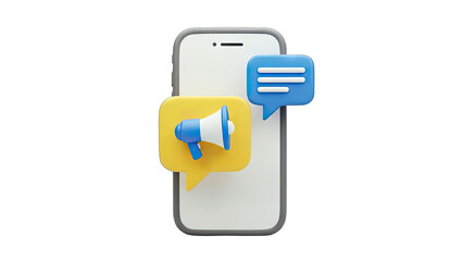 Smartphone with Speech Bubbles and Megaphone: Communication Concept