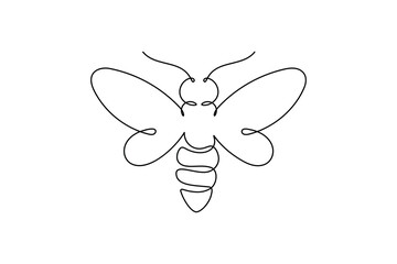 Minimalist bee continuous one line art drawing simple abstract flying insect design