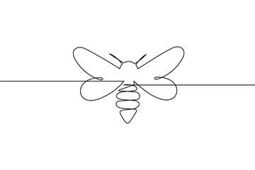 Minimalist bee continuous one line art drawing simple abstract flying insect design