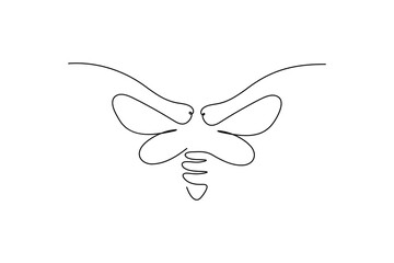Minimalist bee continuous one line art drawing simple abstract flying insect design