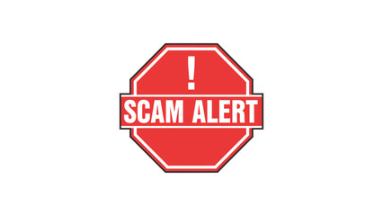 Scam alert sign with exclamation mark