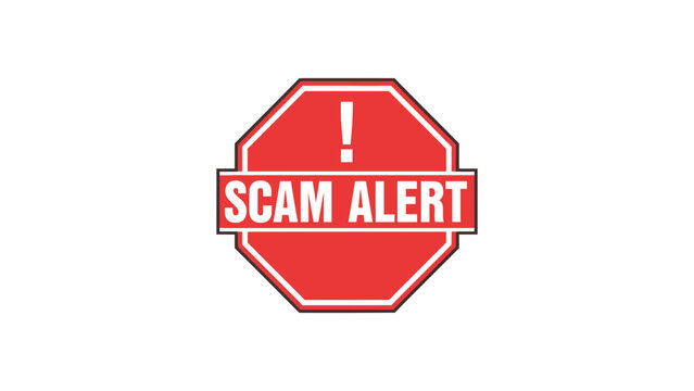 Scam alert sign with exclamation mark