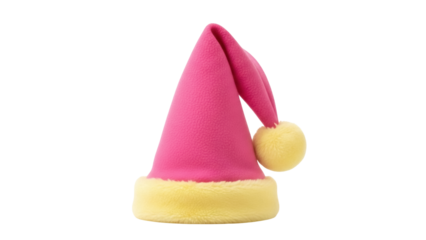 Isolated sleep cap with pompom, pink night hat for cozy winter nights, festive mood