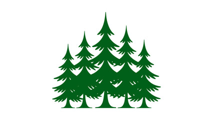 Vibrant forest landscape with green and orange pine trees