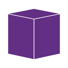 Purple 3D Cube on White Background