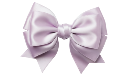 Isolated lavender satin bow, soft pastel color, gift decoration, holiday celebration item
