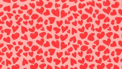 Vibrant red hearts on soft pink background for Valentine’s Day