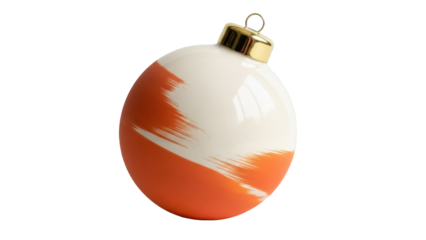 Isolated Christmas ornament with decorative orange brush strokes design for festive season