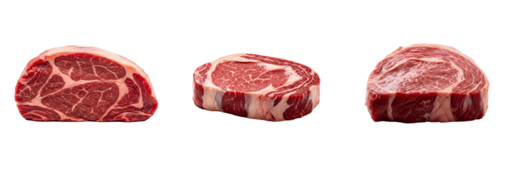 Raw Beef Steak Cuts Isolated on a transparent Background