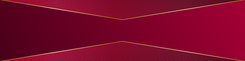 Burgundy red abstract banner with triangular frames and gold lines, modern geometric pattern, angles	
