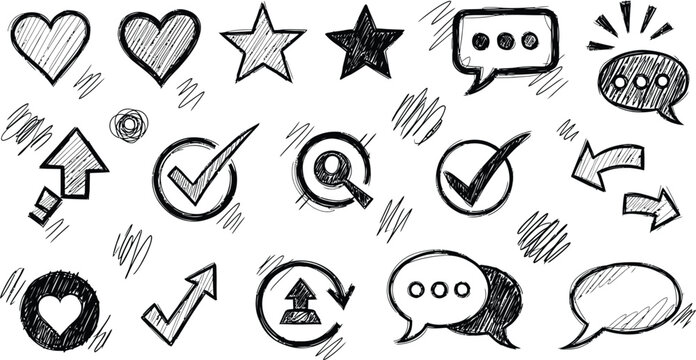 Collection of hand drawn icons and symbols - Powered by Adobe