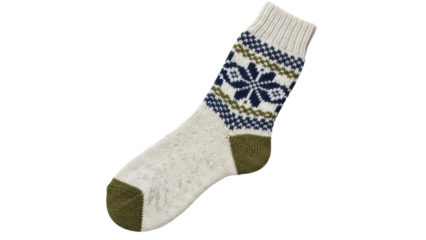 Isolated patterned sock knitwear, comfortable wool wear for winter season, cozy garment