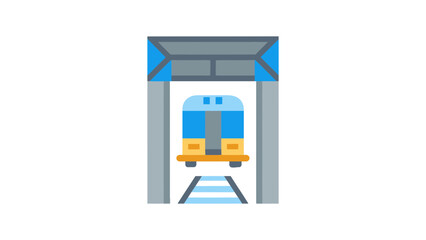 Modern train arriving at station platform