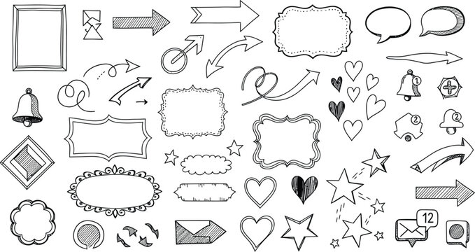 Collection of various hand drawn shapes and frames