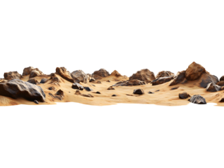Wide desert landscape panorama with rocky terrain and sandy ground. Perfect for background use, travel designs, adventure themes, and nature compositions.