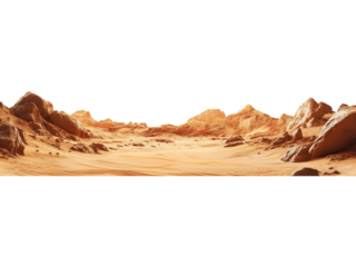 Wide desert landscape panorama with rocky terrain and sandy ground. Perfect for background use, travel designs, adventure themes, and nature compositions.