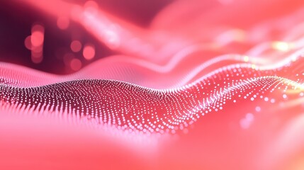 Abstract background surface showing particles forming a dynamic, undulating wave pattern, representing data flow, network connection, or artificial intelligence concept