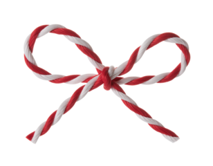 Red and white candy cane bow isolated on transparent background isolated on transparent background