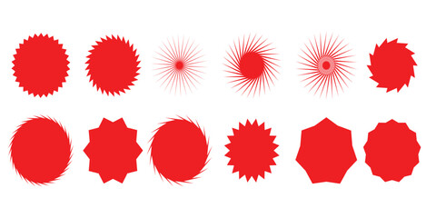 Red Burst Shapes Collection Animated Starburst Sunburst Explosion Elements Set