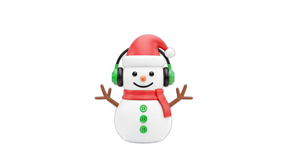 Snowman Listening to Music with Headphones - Christmas