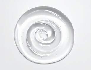 Clear skincare gel or serum texture in a swirling pattern, abstract beauty background