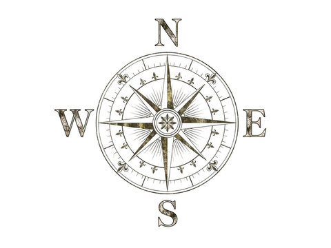 Vintage compass illustration isolated on transparent background