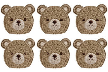 手刺繍のテディベアのアイコンセット
