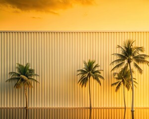 Bright White Minimalistic Backdrop With Reeded Glass and Blurred Palms Offering Ample Text Copy Space