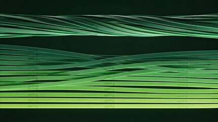 Abstract Green Pattern with Woven Lines with Spring Text and Subtle Texture