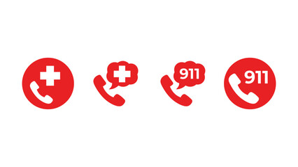 Emergency phone icons for medical and emergency services