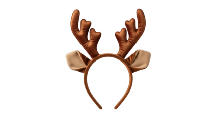 Isolated reindeer antlers headband, Christmas holiday costume accessories, festive headband for holiday