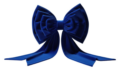 Isolated fancy dark blue bow tie, elegant ribbon knot decoration for gift or special event