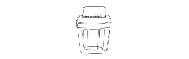 Continuous one line drawing of a paper shredder. Vector illustration of office trash bin or shredding machine isolated on white background. Minimalist business concept