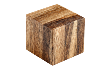 Wooden Cube with Vertical Grain isolated on a transparent background