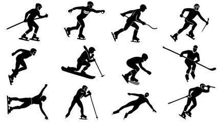 Dynamic winter sports silhouettes for editorial use