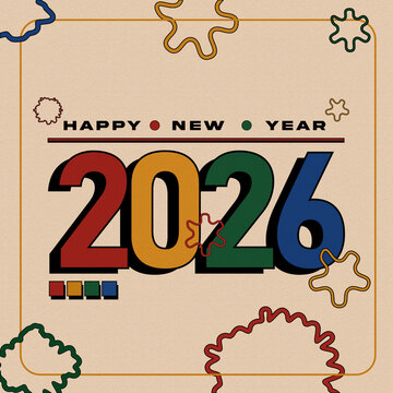 Happy New Year 2026 Retro Celebration Card