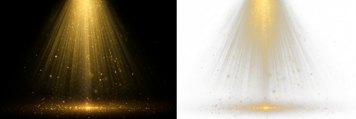 Gold Glow Star. Light glowing effect. Transparent Sun rays
