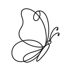 Line Art Butterfly Illustration Vector , Transparent Background