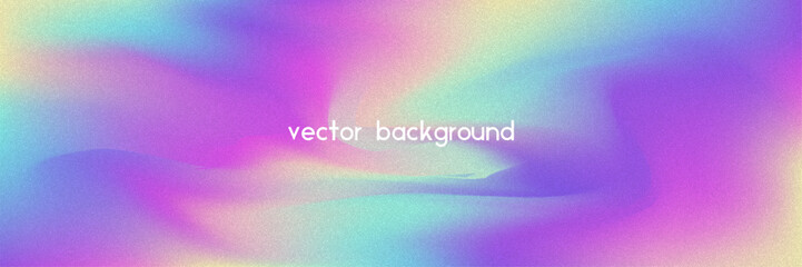 Noise Gradient Background. Abstract Grainy Bg In Pink, Purple And Blue Colors. Iridescent Hologram. Pearlescent Holographic Texture With Rainbow Foil. Cloudy Pastel Wallpaper With Ink Blend