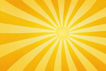 Retro radial burst background with groovy design depicting summer sunshine in vibrant yellow hues for a joyful atmosphere and creative projects