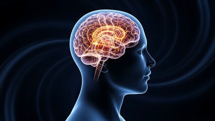 Illuminated Human Brain Concept with Neural Activity