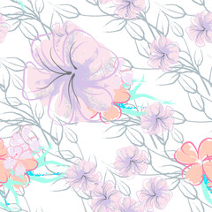 seamless pattern with pink flowers