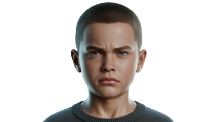 Boy's Portrait on Transparent Background