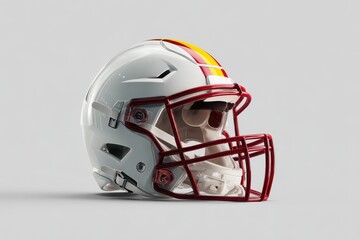 Fototapeta premium High-quality American football helmet mockup on grey background showcasing sleek design and modern features ideal for sports marketing and promotional materials
