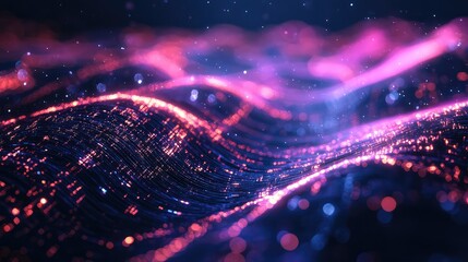 Abstract network lines forming a glowing data stream, representing digital communication, internet connections, and ai neural networks in futuristic technology