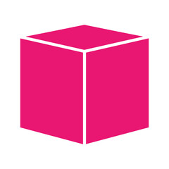 Simple pink cube on white background