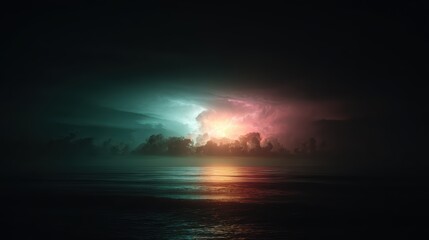 Dramatic Skies: A captivating scene unfolds, as ominous storm clouds dominate the horizon, with bolts of lightning striking the seascape in a display of nature's power.