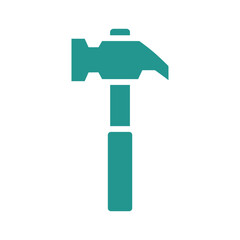 Green hammer icon on white background